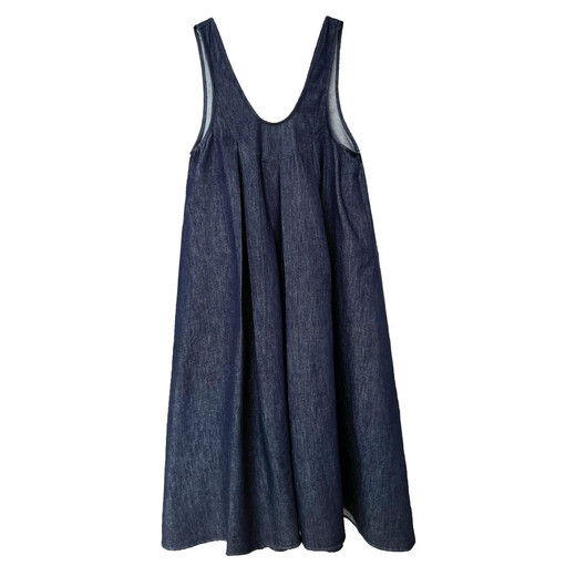 Zhidou Duo Luxi Korean retro U-neck vest denim dress for women 2025 spring new design versatile long skirt 9710 denim M
