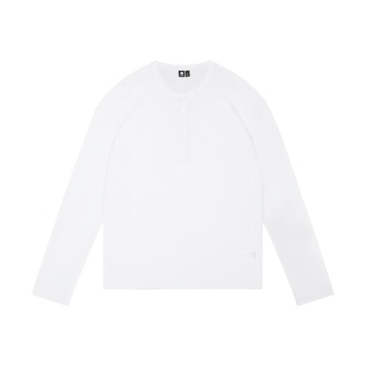 Dondup long-sleeved casual henley collar T-shirt simple white thin bottoming shirt heavy button polo top for men and women white S