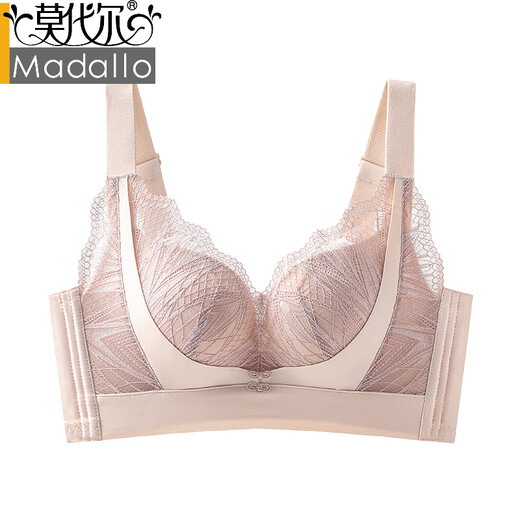莫代尔无磁无钢圈提拉内衣女大胸显小聚拢防下垂收副乳调整型蕾丝文胸罩 樱花粉 80C 36D