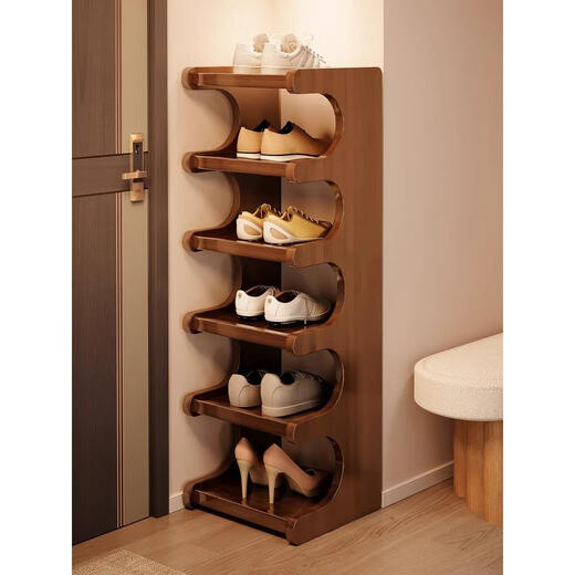 Ke Xiangtu Shoe Rack Home Door Multi-layer Indoor Small Narrow Rental Room Simple Shoe Cabinet Storage Artifact 2025 New Hot Style Brown 6-Layer 30 Upgraded and Widened
