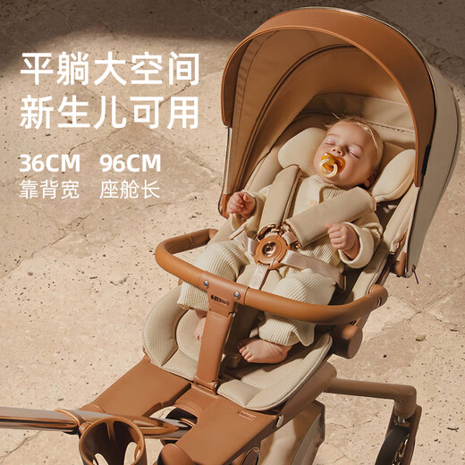 DELAMA Q2 baby stroller, high view stroller, can sit and lie down, reversible, lightweight folding baby stroller Q2 Maillard PLUS (larger wheel version)