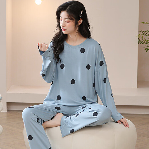 HKzn Pyjamas Frauen großer Größe 200 Jin [Jin entspricht 0,5 kg] Mast modale Langarmhosen HOME Kleidung Frühling und Herbst Dünne Ice Seiden-Freizeitanzug 3882 M Code 80-100 Jin [Jin gleich 0,5 kg]