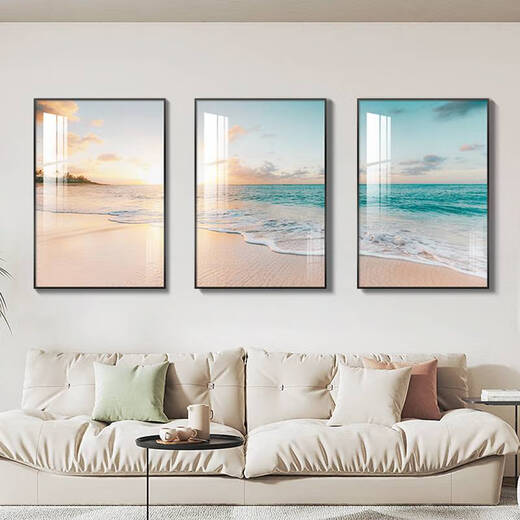 
Sanqihu living room decoration painting modern minimalist Nordic style landscape wall painting sofa background wall hanging painting triple wall 13582/13589/13581 Elegant gold frame oil canvas picture 50*70