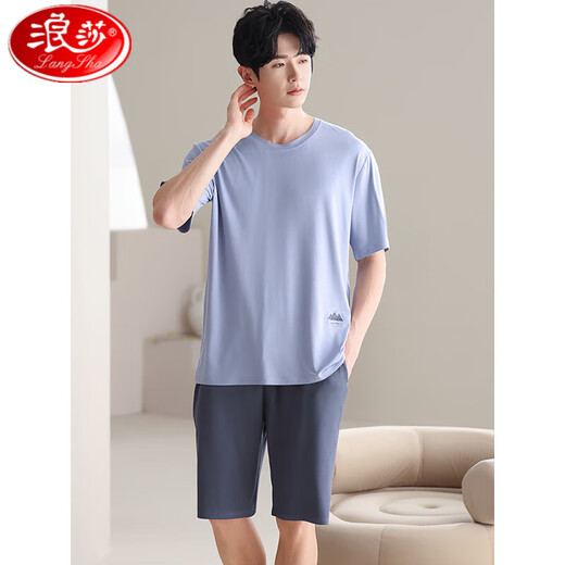 Langsha cool feeling modal men's pajamas summer shorts shorts comfortable and fashionable plus size for outdoor wear clothes set YSX:9721 L