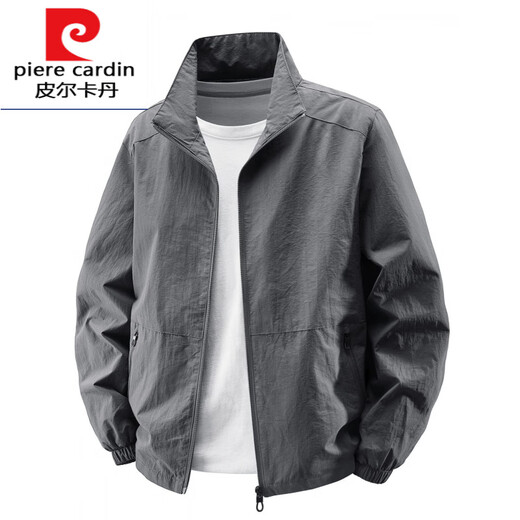 Pierre cardin 2025 new spring and autumn stand-up collar jacket for men thin jacket for men casual spring and autumn waterproof thin style knitted 9928 hooded-khaki M