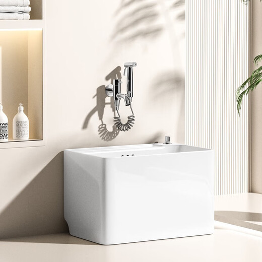 
Moen (MOEN) balcony mop pool large rectangular ceramic mop pool small bathroom household floor washing mop basin mop sink 1049 glaze 49*38+ wall spray gun faucet