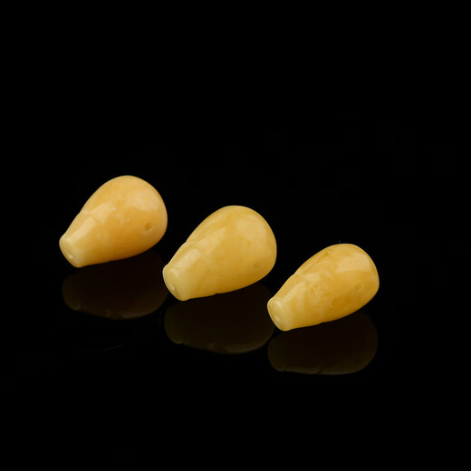 Xuanxia natural raw mineral white flower honey amber beeswax three-way one-piece Buddha head Vajra, star, moon and bodhi DIY accessories beeswax three-way diameter pair of holes about 12 mm single