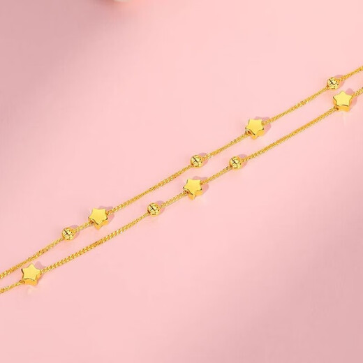 Qianjun 9999 gold heart-thumping sparkling bracelet for women, gold fashion bracelet, birthday gift for girlfriend, plated, 3.22g