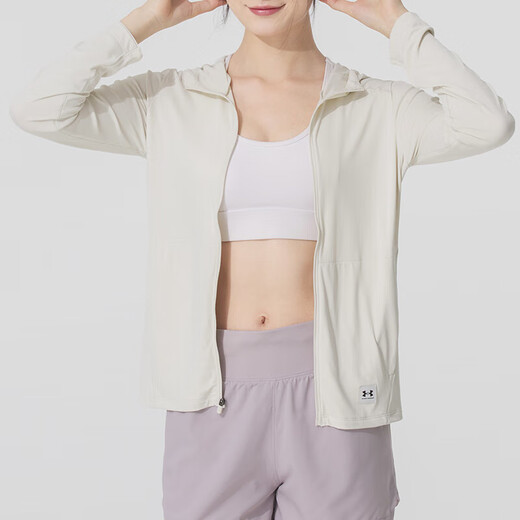 UNDER ARMOUR女装 2025新款运动服跑步健身透气休闲皮肤衣连帽薄款夹克外套 1390060-279/岩石/晒图退10 M