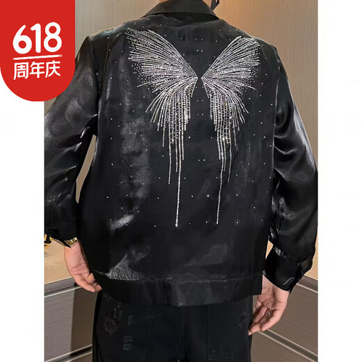 宾屏琛哥男装-外套1047男士高品质蝴蝶水钻珠光防晒夹克外套 白色 M _130斤以下