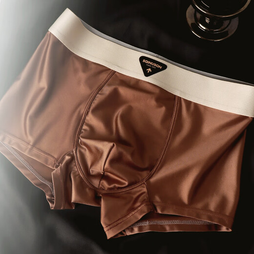
Thin pupa platinum men's underwear lightweight ice silk cool and comfortable skin-friendly boxer pants light luxury satin 7A antibacterial mid-waist shorts [Moonlight Blue + Silver Bamboo Gray + Deep Caramel] 3 strips 2XL [suitable for weight 140-160 Jin [Jin equals 0.5 kg]]
