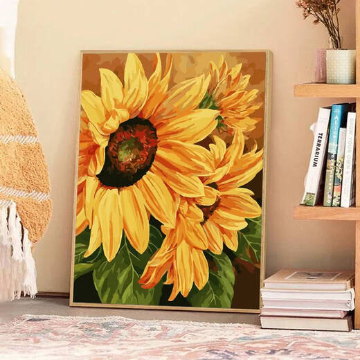Yonghuan series sunflower DIY digital oil painting fill hand-painted coloring hand-painted coloring painting oil painting SJ9738 30*40cm stretched thick solid wood inner frame
