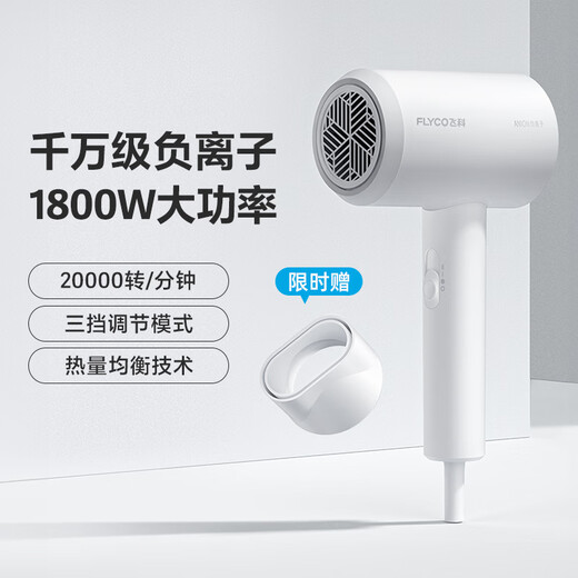 FLYCO 飞科电吹风机家用速干便携学生宿舍低噪音冷热风大功率吹风筒负离子护发吹风机1628/6296/6290 飞科高速款FH6370白【2亿负离子+11万转速】