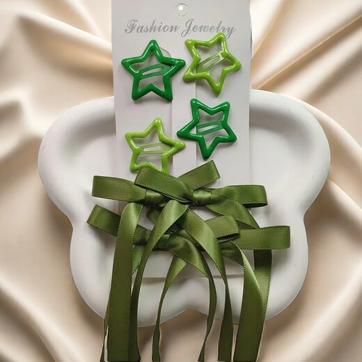 ENRMIIV bow braided hairpin star pink purple blue hairpin concert music festival support color hairpin set yellow 6-piece set