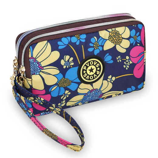 PSVORT CROSS-BRODRE FASHION ZIPPER Long portefeuille Clé Key Sac à main Tissu à main portefeuille Mobile Phone Mobile Phone Sac Fabricant Y5516 Black sans spécifications