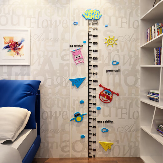 Ywzr Cartoon 3D dreidimensionale Kinder, die Acrylhöhe Messung der Acrylhöhe Aufkleber Wandkleher Mädchen Raumlayout Schlafzimmer Dekoration 3879 Kaninchenhöhe Aufkleber-Kaffee + Hautfarbe + Pink Big Big
