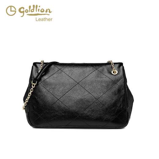 Goldlion Frauenbag 2025 Neue Modelle Luxus Textur großer Kapazität Umhängetasche Weiche Leder Kuhläden Trendy Crossbody Bag Schwarz