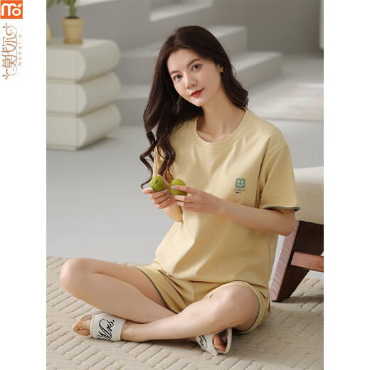 Pyjama modal pour les femmes en été 2025 Nouveau costume à manches courtes Coton simple et peut être porté à l'extérieur. Vêtements de maison minces coréens Y9855 m (recommandés 75-95jin [Jin est égal à 0,5 kg])