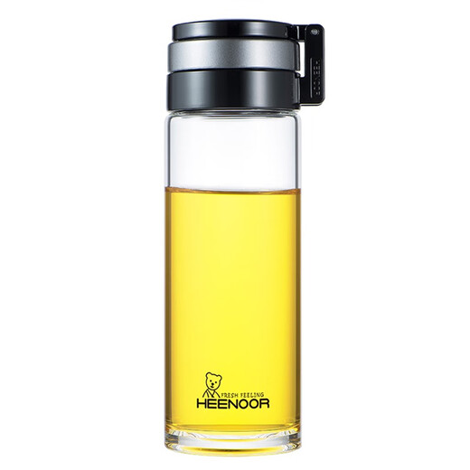 Copa de vidrio de una sola capa de Heenoor para hombres y mujeres anillo de elevación de gran capacidad portátil al aire libre para fugas de té resistentes al calor de té de té de té burbujas Anillo de elevación Filtro portátil 695ml