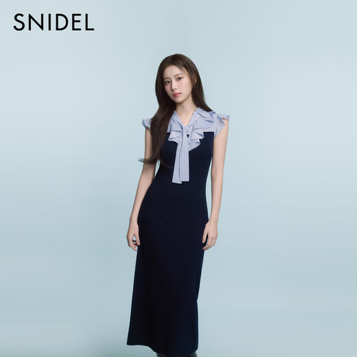 Snidel2025 Automne et hiver Nouveau produit Tempérament Collier de feuilles Lotus Small Fly Sleeve Bo Spiet Robe Swno254193 Grey One Size (F)