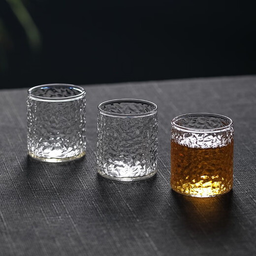 Japanisches Hammermuster Glas kleiner Teetassen 100 ml Haushalt kleiner Wasserbecher Hitzeresistenter Tee-Set Weinbecher Set 679 Six Packs 100ml