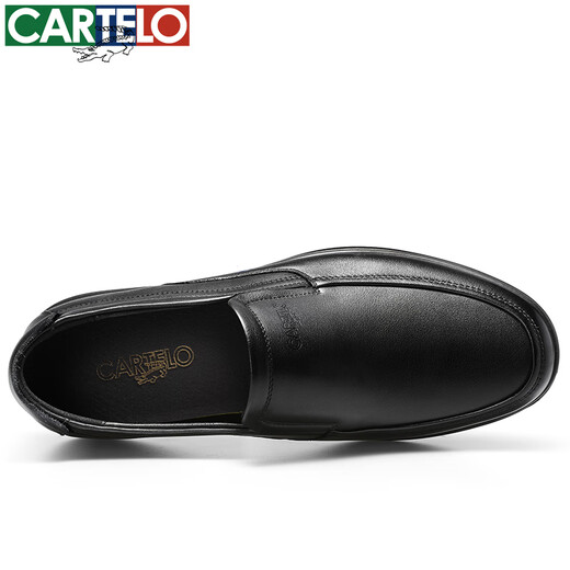 Cartelo Lederschuhe für Herrenkopfschicht Cowhide Weiche Sohle bequem einen Fuß zum Pedal Business Casual Dad Herrenschuhe 6931 Schwarz 42