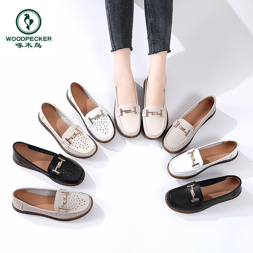 Zapatos madre de pájaros carpinteros Spring y otoño Tendón de vaca de cuero genuino SOLO SOLO SOLO COMOLORTOS SUMERACIÓN SUMERA A MEDIO HOLCO SOLO SOWOR