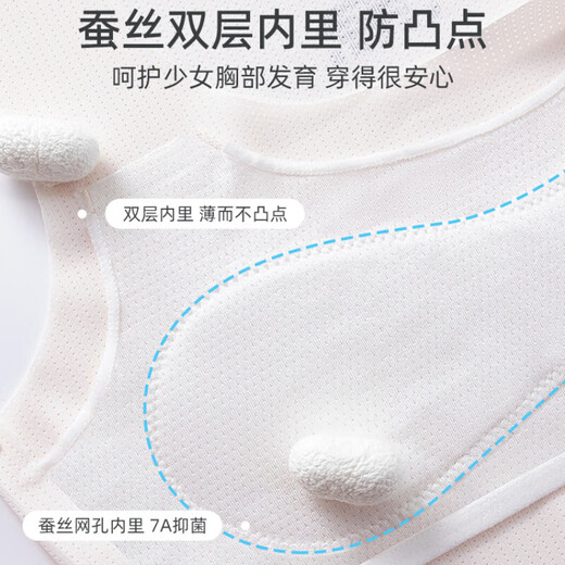 Yitangduo girls underwear anti-bulge thin girl bra 12-year-old children's first stage of development period primary school student vest white + pink M (recommended weight 45-65Jin Jin equals 0.5kg) 7A antibacterial