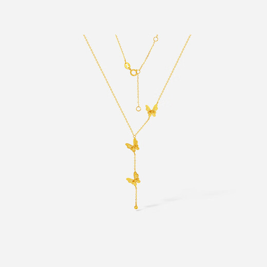 Saturday blessing yellow 18K gold butterfly necklace birthday gift for girlfriend C0616296 40+5cm