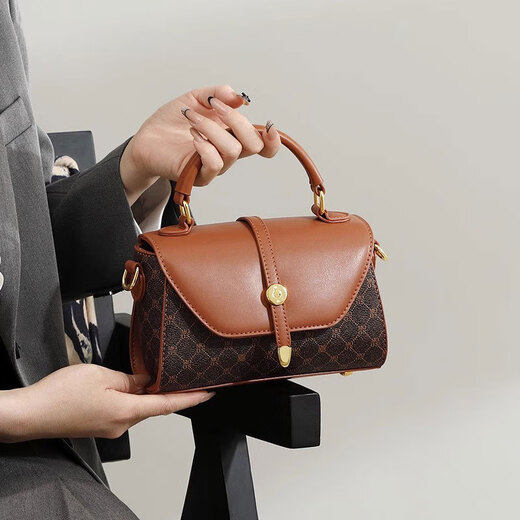 PESASRIE light luxury brand bag women's handbag new women's one-shoulder cross-span bag fashionable printed bag birthday gift plaid brown [National ten warehouses/the next day delivery] [Luxury gift box packaging for girlfriend and wife]