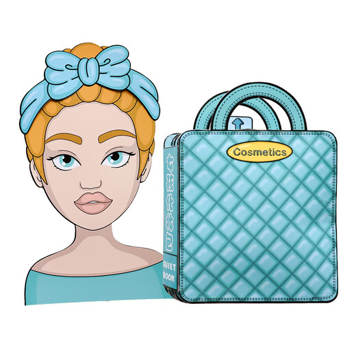 Ditu make-up bag quiet book girl without cutting super large book princess dressing up Aisha paste diy handmade toy gift [free cut] girl makeup bag + material bag