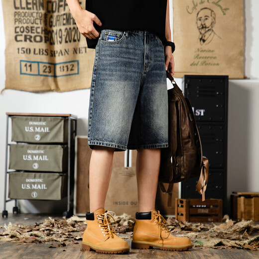 Rankdavid Light Luxus Neue Brand American Casual Retro Shorts Herren Sommer Lose großer Größe 2025 Neuem Stil Gebraucht 9926 Blau 28