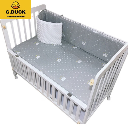 G.DUCKKIDS crib bedside soft cover cloth one piece pure cotton splicing bed baby bedding removable, washable and anti-collision customizable zodiac tiger baby (double-sided version) length 40 height 30cm