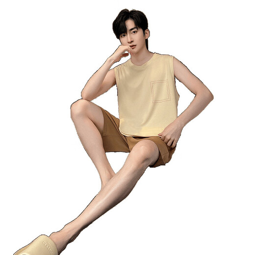 UKUHPK莫代尔男士睡衣夏季凉感家居服大码简约套装 莫代尔：An12027 L 男