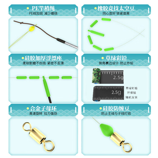 Fishing World Fishing Full Line Set Set of Table Fishing Main Line Sub-line Finished Products Hand-tied Fishing Line Fish hook Float Fish Float Fish Float Fish Float Fish Float 7.2m Sub-line Clip 3 Roll Line Group + 3 Floats + 10 Hook No. 2.5