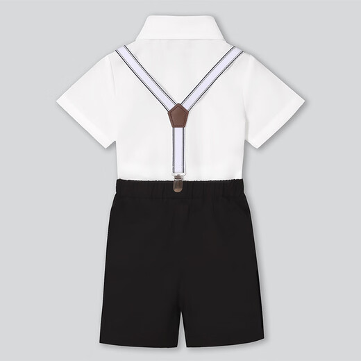 Goku Children's Suit Set Boys Handsome petit garçon Flower Girl Host Host Performance Performance Robe Shorts noirs + chemise blanche + nœud papillon noir + sangle 120 Poids recommandé 37-43 Jin [Jin est égal à 0,5 kg]