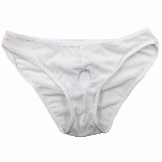 Private Shang Men's Sexy Underwear Transparent Underwear Stretch Mesh Revealing Hole Briefs White G-string T-Pants One Size 160Jin Jin is equal to 0.5kg within
