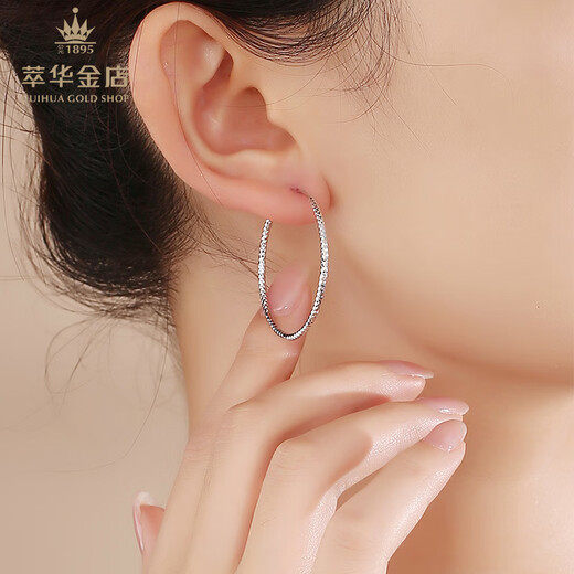 Cuihua pt950 sparkling platinum earrings, simple and versatile earrings for women, a birthday gift for your girlfriend and wife, a pair of platinum earrings, about 2.2g