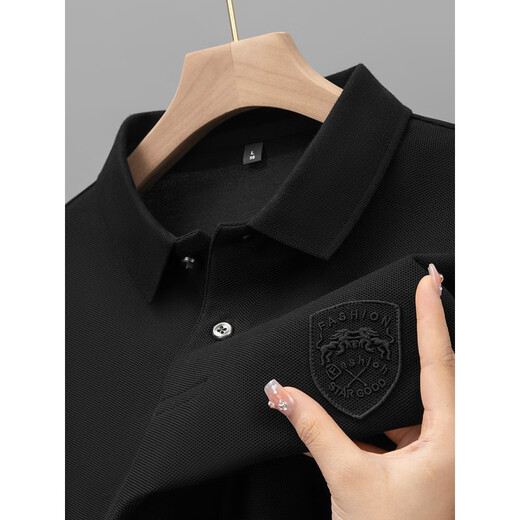 Lilang Offizieller Sommer-Männer kurzärmelig T-Shirt Pure. Cotton High-End besticktes Revers-Polo-Hemd mit halbärmeligem 9901-Modell-Khaki M empfohlen 90-110jin [Jin entspricht 0,5 kg]