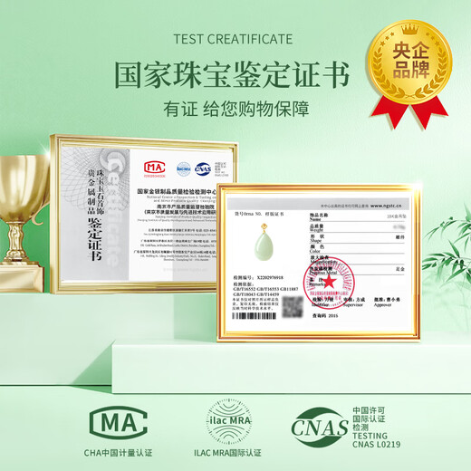 Chinese gold water drop gold necklace for women 18k bamboo grass and field jade pendant high-end birthday gift for girlfriend and wife anniversary 18k bamboo grass water drop pendant-free silver chain