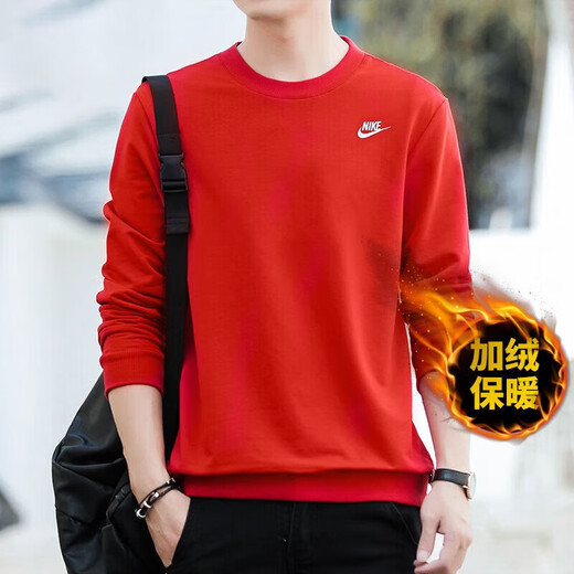 耐克（NIKE）男装女装加绒保暖情侣运动服健身训练休闲卫衣套头衫圆领外套上装 BV2663/本命年红色 男女同款 单 S