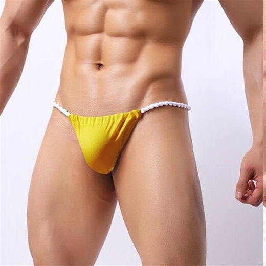 One piece of cloth underwear tattoo tattoo Japanese six-foot pants sun tanning briefs sun tanning thong L European size thin ice silk white