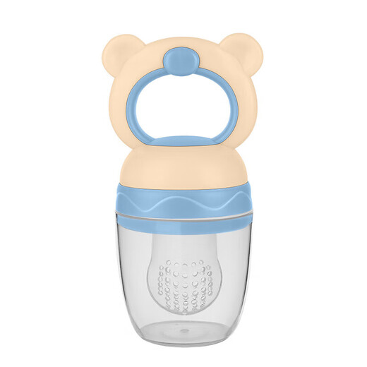 Baby bear bite fruit food supplement fruit and vegetable silicone mesh bag pacifier baby feeding beige M 1 pack