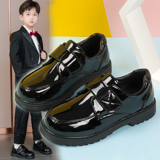 Yushangzhenpin children's leather shoes, boys' leather shoes, summer 2025 new Korean style British style black soft-soled student campus performance shoes, picture size 36, inner length 22.6cm
