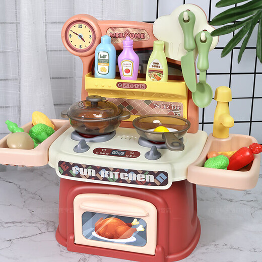 Linguo Deutsche High-End-Kinder-Mini-Küchenspielzeug-Mädchen, die simuliertes Kochset 2 bis 3 Jahre alt [Klang und Licht/Musik/Wasser] verbesserte Version von Green Willow Green-Maschinen-Terrace (wiederaufladbare Version).