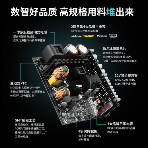 鑫谷（segotep）数智DM-850G双金牌全模数字电源（12.5cm短尺寸/全日系电容/风扇自定义/ATX3+/10年保/额定850W）