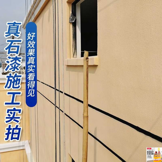 大团小圆外儿童漆自建房别墅庭院墙面喷砂自喷石头漆防水防晒升级款升级款 硅丙真石漆-型号9905 75公斤/桶【施工20㎡左右】