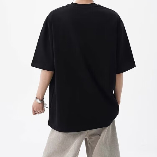 American cartoon printed couple pure cotton short-sleeved T-shirt for men in summer design and trendy brand versatile men and women T-shirt YXSJ 1480 black M (if you like looseness, it is recommended to take a larger size)