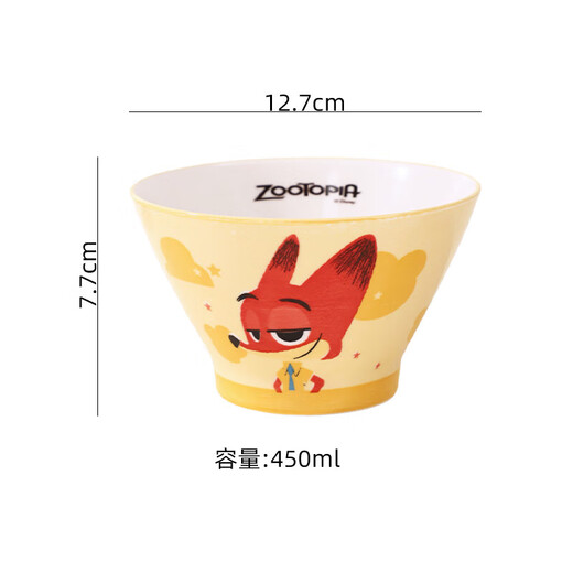 Disney children's cartoon bowl Judy Nick Crazy Zootopia new underglaze color rice bowl noodle bowl large capacity bowl Nick hat bowl single
