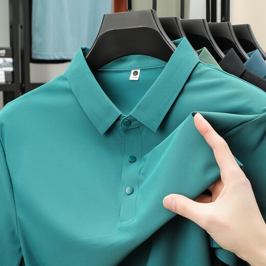 喆炜珠地速干polo衫男士冰感夏季商务短袖无缝压胶polo衫工作服冰丝T 12358青葱绿 M